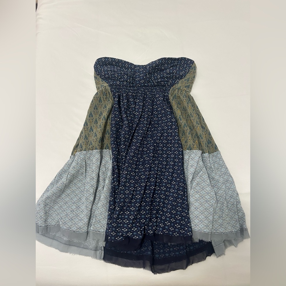 Free People Strapless Patterned Mini Dress